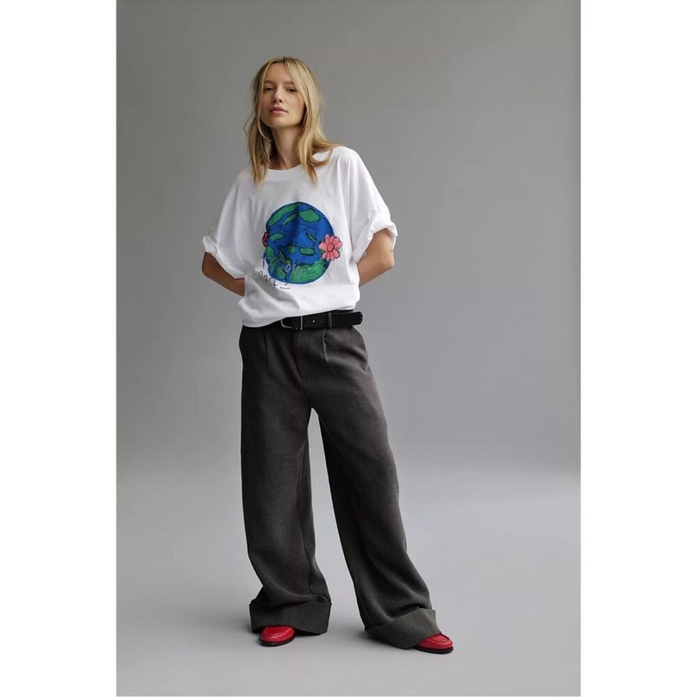 NWOT Free People x Kids Worldwide Try Your Best Sleep Tee Oversized Graphic - Picture 7 of 9